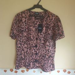 Womens DIESEL shirt blouse Sierra top blush leopard Size L large Brand new BNWT