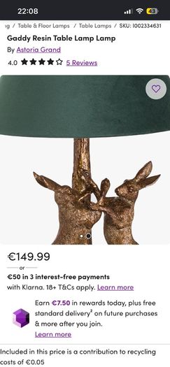 Green Lamp with Rabbits / Hares