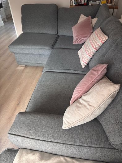 Grey fabric corner sofa
