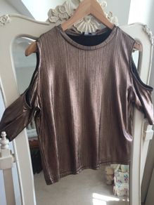 Beautiful Bronze Cold Shoulder Top size 8