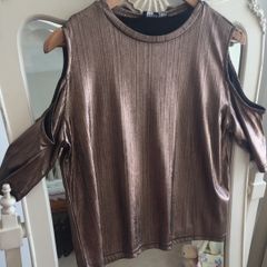 Beautiful Bronze Cold Shoulder Top size 8