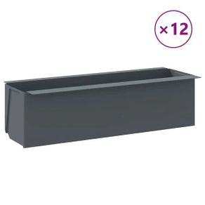 Flower Boxes for Euro Pallets 12 pcs Grey 36x13.5x9.5 cm PP