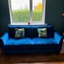 Navy Blue Velvet Velour 3 Seater Sofa Image 4