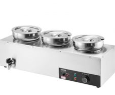 220v Commercial Soup Warmer Soup Station with 3x7Litre  Pot Soup Kettle Warmer