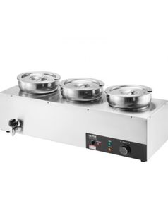 220v Commercial Soup Warmer Soup Station with 3x7Litre  Pot Soup Kettle Warmer