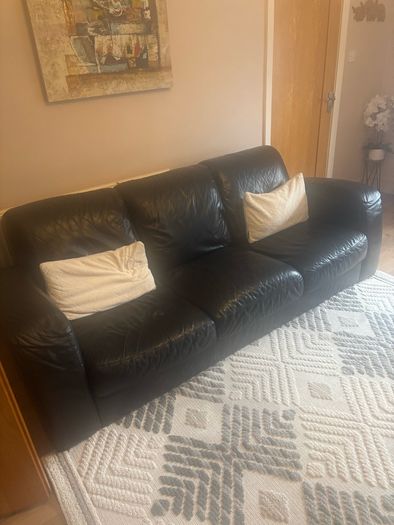 black leather sofa