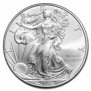 2008 USA 1 Dollar 1 oz Silver Bullion Coin - American Eagle BU (In Capsule)