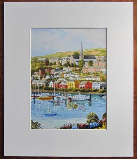 Crosshaven West Cork Ireland Art Print | Cork Harbour Wall Art | Gouache Painting by Anna O'Hara | Irish Coastal Village with Sailing Yachts