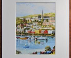 Crosshaven West Cork Ireland Art Print | Cork Harbour Wall Art | Gouache Painting by Anna O'Hara | Irish Coastal Village with Sailing Yachts