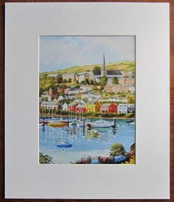 Crosshaven West Cork Ireland Art Print | Cork Harbour Wall Art | Gouache Painting by Anna O'Hara | Irish Coastal Village with Sailing Yachts