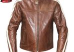 30% OFF - Bela Fresco Mens Leather Brown MotorBike Jacket - FREE SHIPPING