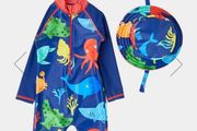 babys swim unitard suit with hat