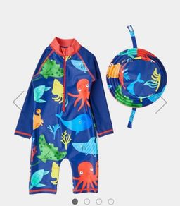 babys swim unitard suit with hat