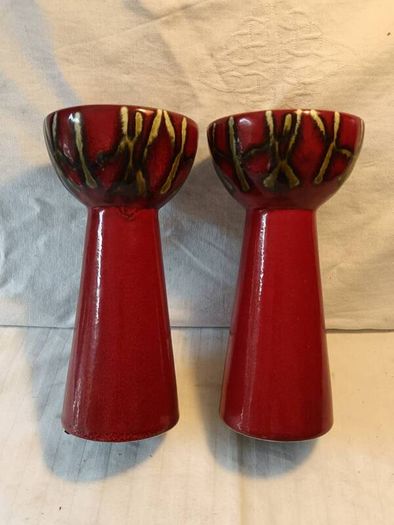 A Pair of Mid Seventies West German Ceramic Candlesticks