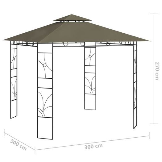 Gazebo 3x3x2.7 m Taupe 160 g/m Sq