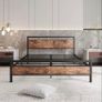 5ft King Bed Frame with Wooden Headboard,Heavy Duty Metal Platform Bed Frame King Bed Base No Box Spring Needed,Metal Slats Support Underbed Storage Space,Brown,150x200cm Image 2