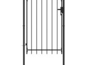 Fence Gate Single Door with Arched Top Steel 1x1.5 m Black