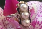 Antique Art Deco 14 Carat White Gold Akoyia Pearl Ring
