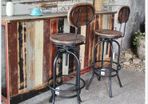 Adjustable Industrial Style Bar Stool Height Swivel With Top Metal And Backrest