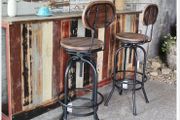 Adjustable Industrial Style Bar Stool Height Swivel With Top Metal And Backrest