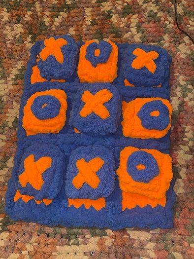 Chunky Knit Tic Tac Toe Game | Sensory Play Mat, Kids Gift | Handmade Soft Play