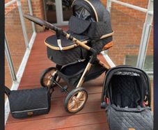 Black & Gold 3-in-1 Travel System Pram