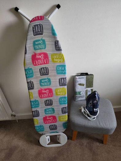 Ironing board + brand new cover + iron