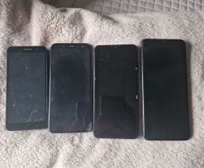 Job Lot of 4 Smartphones - ALL WORKING (samsung, TCL, Huawei, Alcatel) - Damaged/Cracked