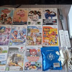 Nintendo Wii Bundle , 11 Games, 2 Controllers, HDMI Converter