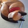 Large Hand Pinted And Carved Wooden Sleeping Cat. Image 3