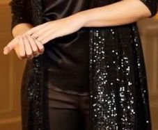 Gallery Long Black Sequence Duster Coat / Kimono Style