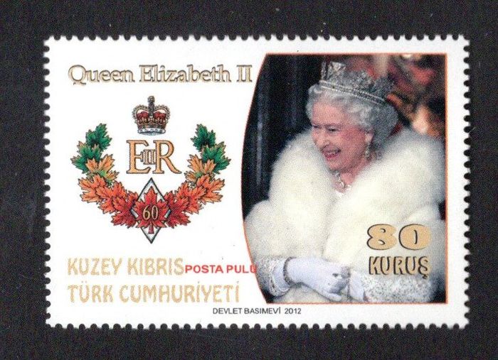 2012 Cyprus The 60th Anniversary of the Accession of Queen Elizabeth II Commemorative Stamp Mint Never Hinged (MNH)