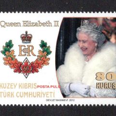 2012 Cyprus The 60th Anniversary of the Accession of Queen Elizabeth II Commemorative Stamp Mint Never Hinged (MNH)