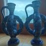 Pair Antique German Cobalt Blue Westerwald Ewers Image 2