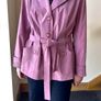 Dusty Pink Belted Jacket, Lightweight Spring Coat, Embroidered Detail, Chic Women's Blazer Size XL/XXL Image 3
