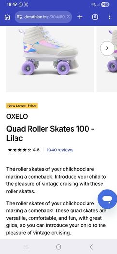 Girls rollerskates size 3