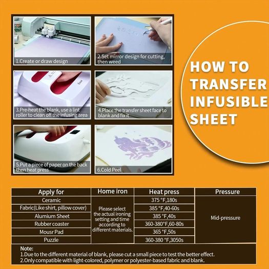 16 Infusible Transfer Paper Sheets for Cricut