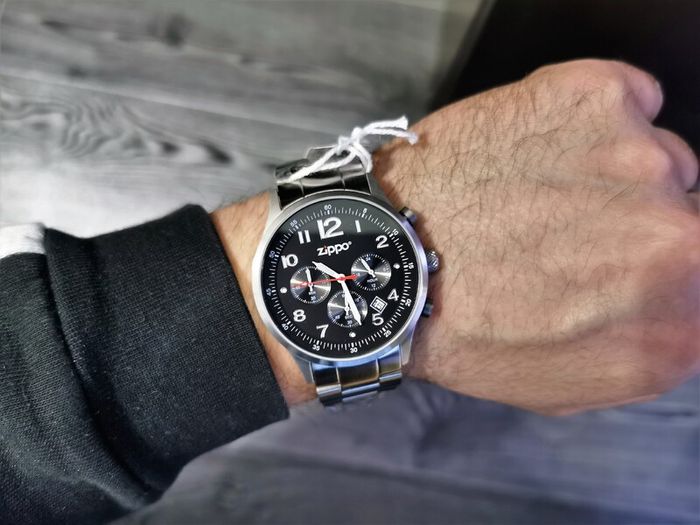 Men's Watch Chronograph ZIPPO 45001 Sports Military Black Analog Dial