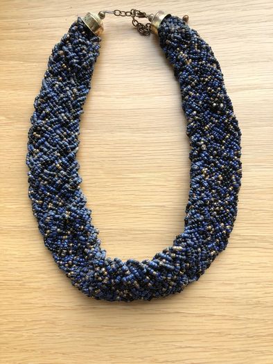 Statement necklace navy beaded