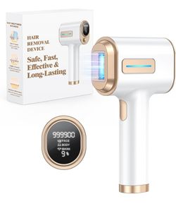 IPL Laser Hair Removal - 3X Faster with 0.8s Quick Flash, Painless & Long Lasting, at-Home Hair Removal Device for Whole Body Treatment, 9 Intelligent Levels for Customised Comfort, White