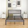 Double Bed Frames with Storage Wooden Headboard, Metal 4ft Bed Frame Double Bed Base/Mattress Foundation, Enhanced Support Noise Free, Black+Grey Oak1 Image 3