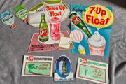 Original Vintage 1950s-60s  7-Up Float Paper Banner Signs &amp; Salesman Ideabooks Collection
