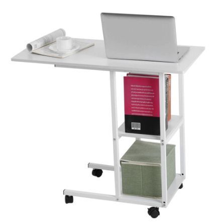 Home Office Rolling Wheel Notebook PC Stand With Storage Rack
