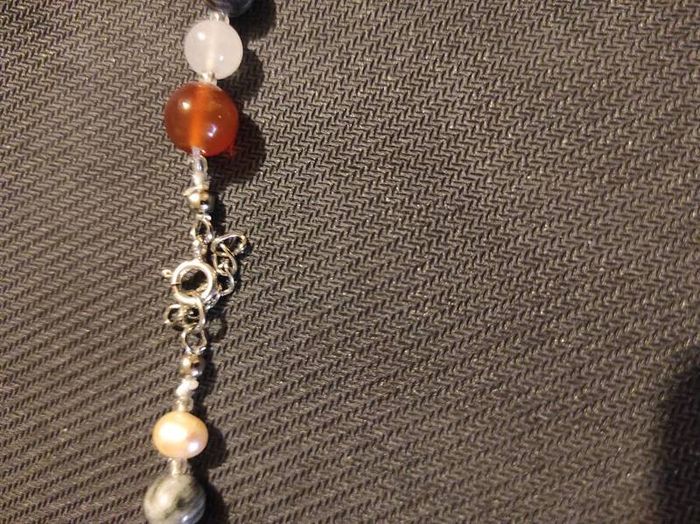 Semiprecious stones and sterling silver necklace