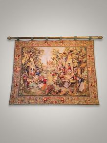 Vintage French "Fete Champetre" Village Festival Tapestry