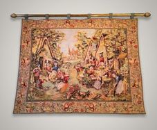 Vintage French "Fete Champetre" Village Festival Tapestry