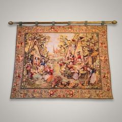 Vintage French "Fete Champetre" Village Festival Tapestry