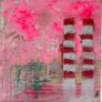 Original Abstract  Framed Poolbeg Chimneys Painting Contemporary Irish  Art Image 2