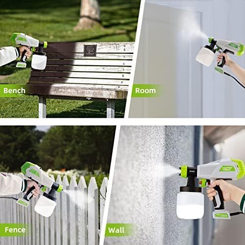 Paint Sprayer, HVLP Electric Spray Gun (800ml/3 Metal Nozzles/3 Patterns), Easy Spraying and Cleaning, for Home Interior and Exterior Walls, Ceiling, Cabinet, Fence, Chair