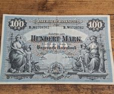 German Empire, Bavaria, 100 Mark Note 1 January 1900, great condition - free standard postage